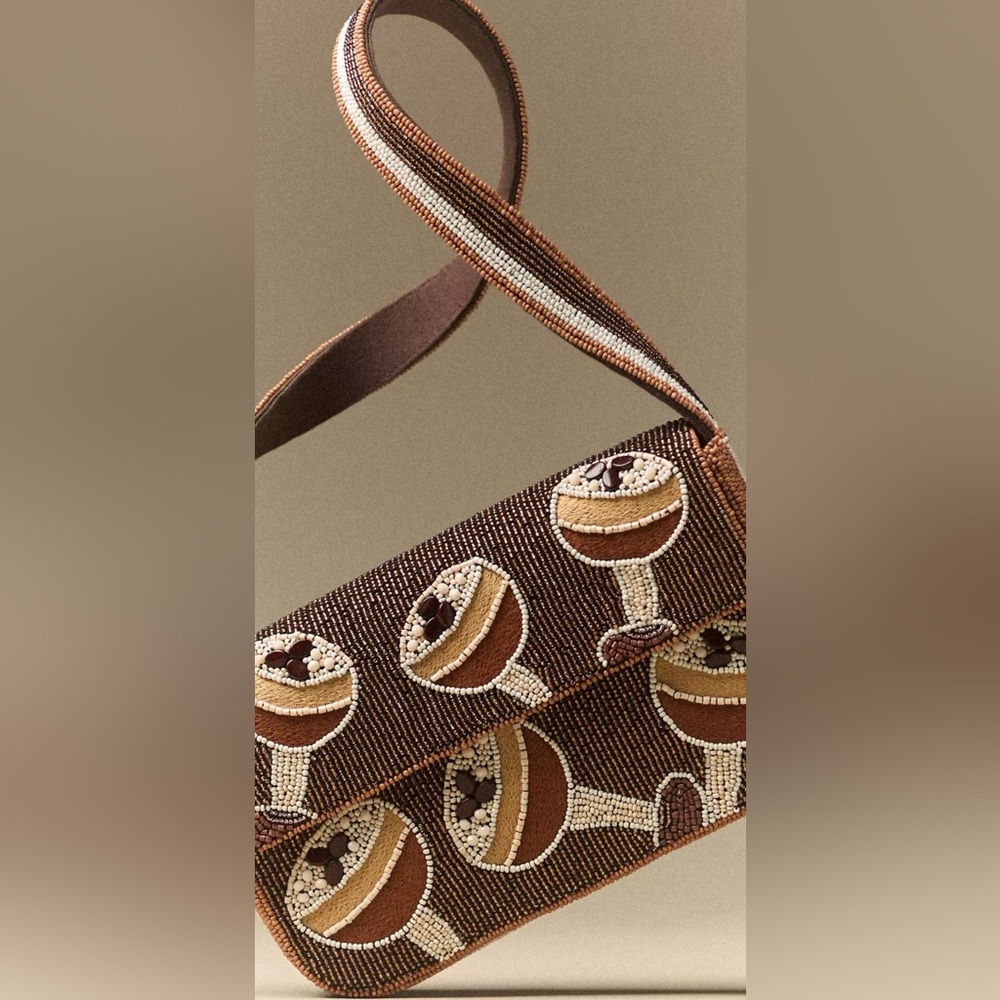 Anthropologie | The Fiona Beaded Bag | Espresso Martini